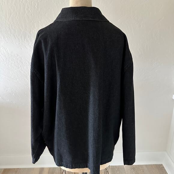 RACHEL BROOKE | Womens Denim Mixed Media Embroidered Button Shirt Jacket 2X Red - Picture 7 of 12